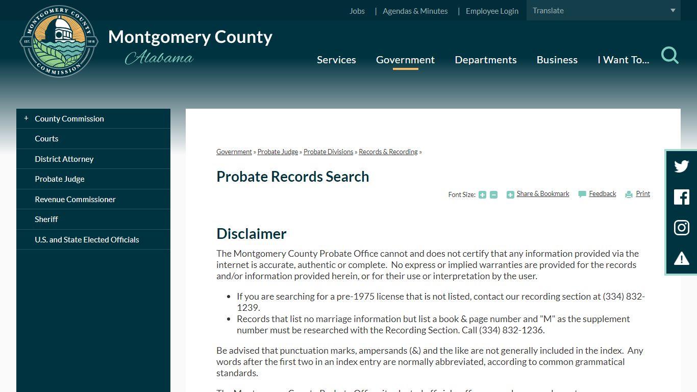 Probate Records Search | Montgomery County, AL